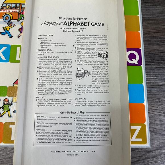 VTG 1972 Scrabble Alphabet Game by Selchow & Righter Co. Family Night Board Game - Picture 5 of 6